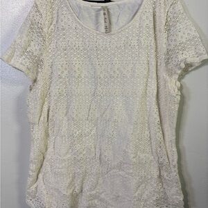 Nicole Women's Short Sleeve Lace Top - Cream